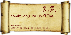 Kopácsy Polixéna névjegykártya